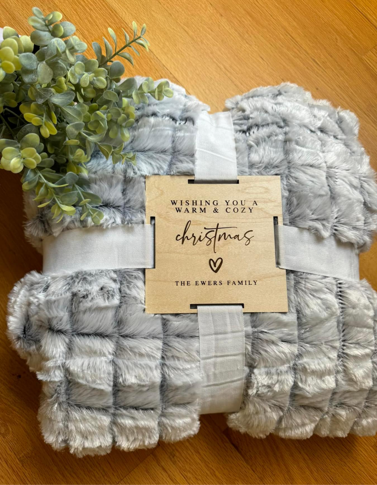 Cozy Italian Cotton Throw Blanket with personalized patch