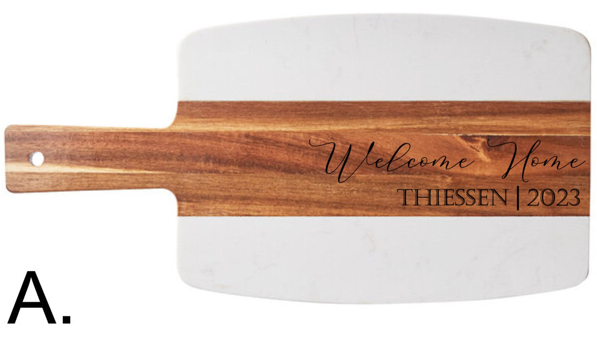 BULK ORDER (qty. 5 or more) Acacia Wood and White Marble Serving Board