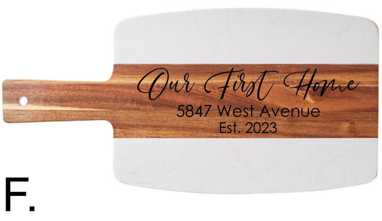 BULK ORDER (qty. 5 or more) Acacia Wood and White Marble Serving Board
