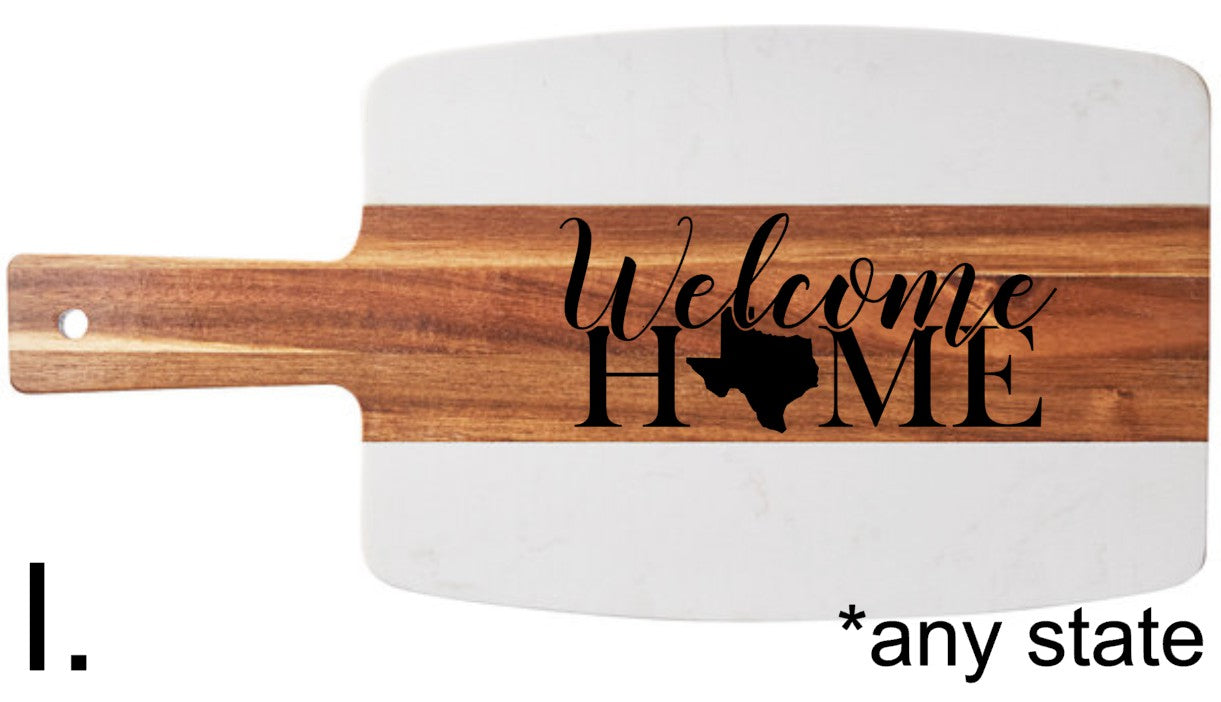 BULK ORDER (qty. 5 or more) Acacia Wood and White Marble Serving Board