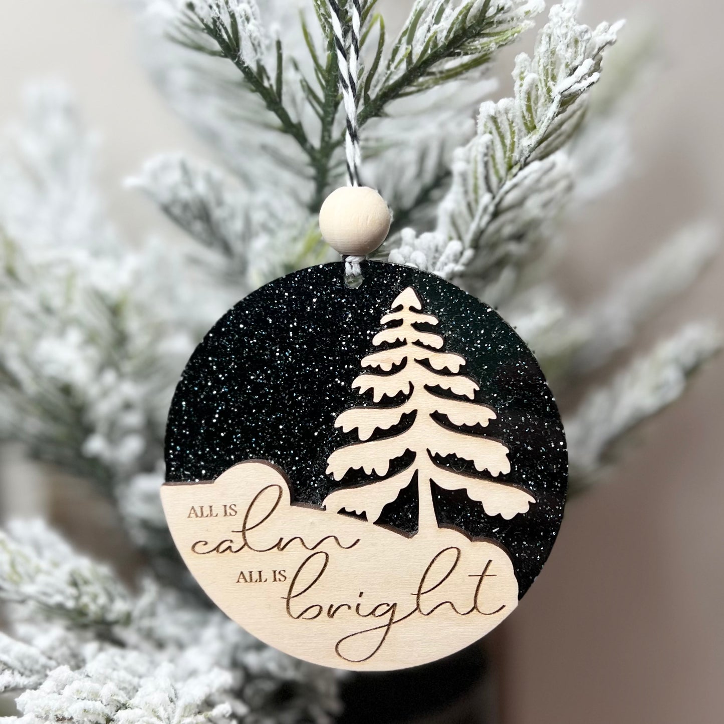 Christmas Ornament-Starry Night All is Calm All is Bright