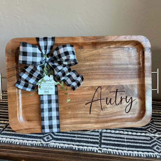 Acacia Wood Serving Tray-Large