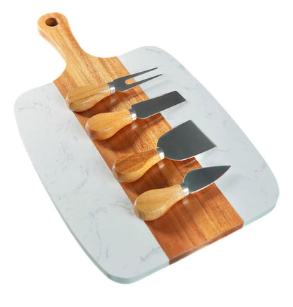 Custom Gift Set-Marble & Wood Serving Board Set