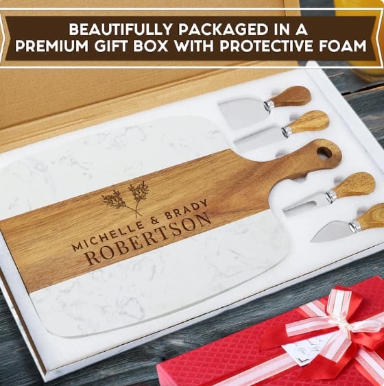 Custom Gift Set-Marble & Wood Serving Board Set