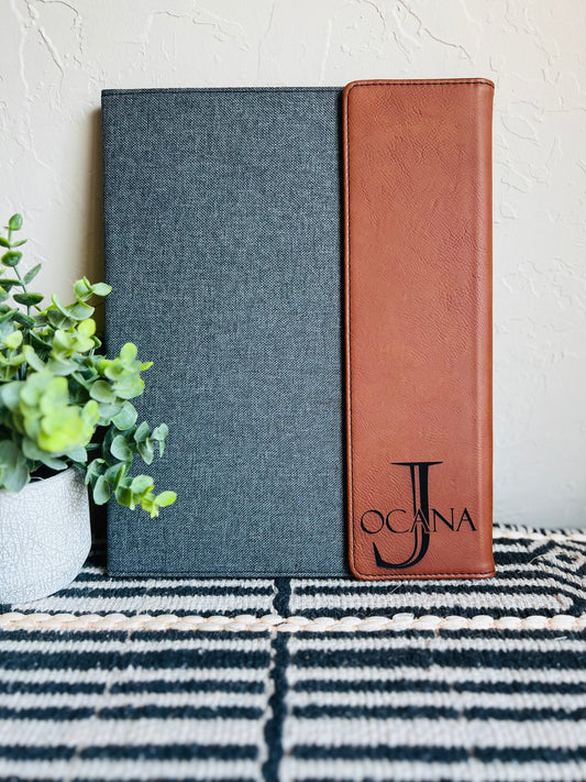 Leatherette / Canvas Portfolio with Notepad