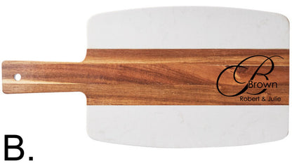 BULK ORDER (qty. 5 or more) Acacia Wood and White Marble Serving Board