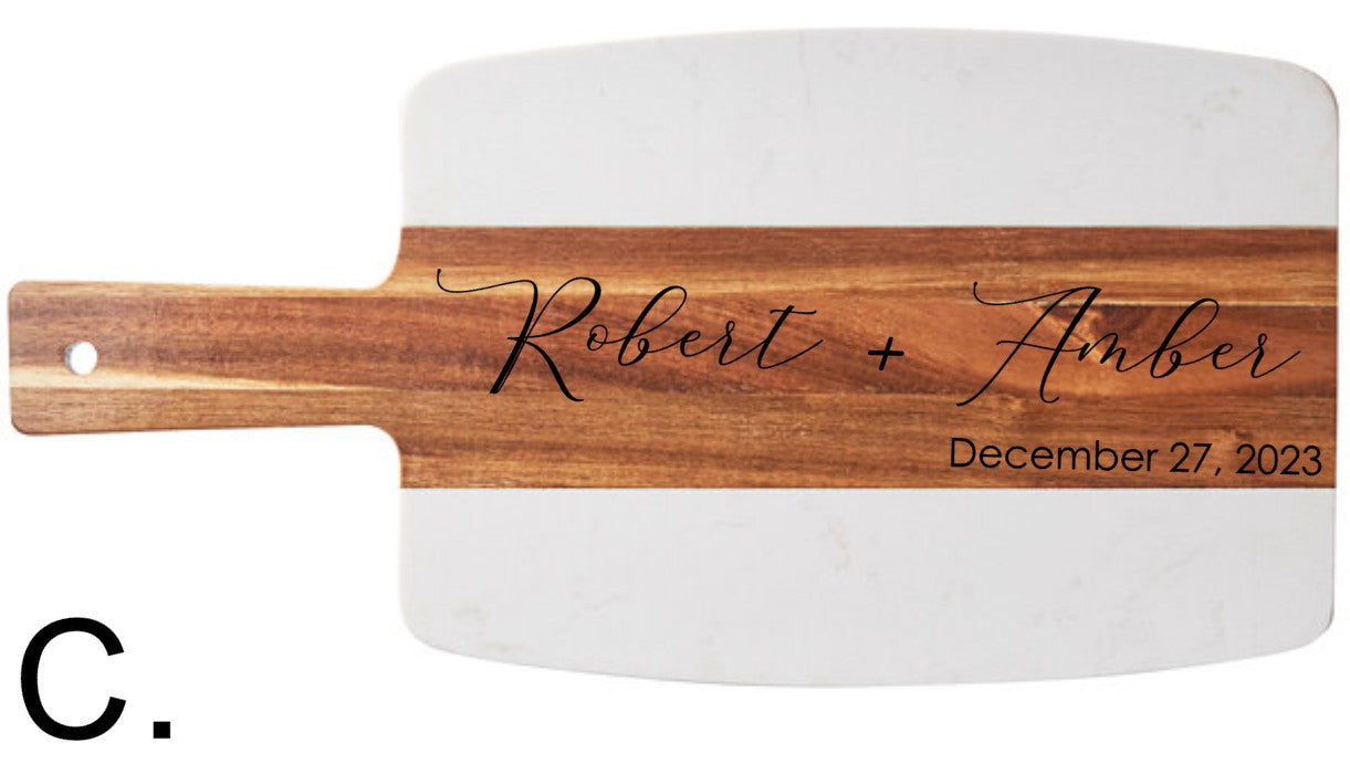 BULK ORDER (qty. 5 or more) Acacia Wood and White Marble Serving Board