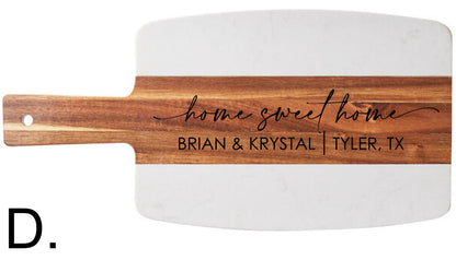 BULK ORDER (qty. 5 or more) Acacia Wood and White Marble Serving Board