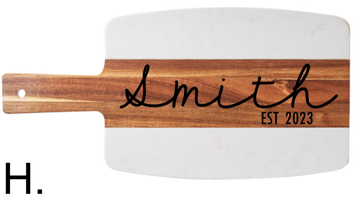 BULK ORDER (qty. 5 or more) Acacia Wood and White Marble Serving Board