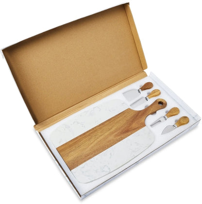 Custom Gift Set-Marble & Wood Serving Board Set