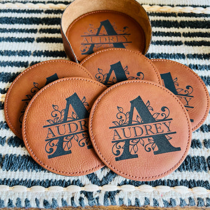 Leatherette Coaster Set-Round