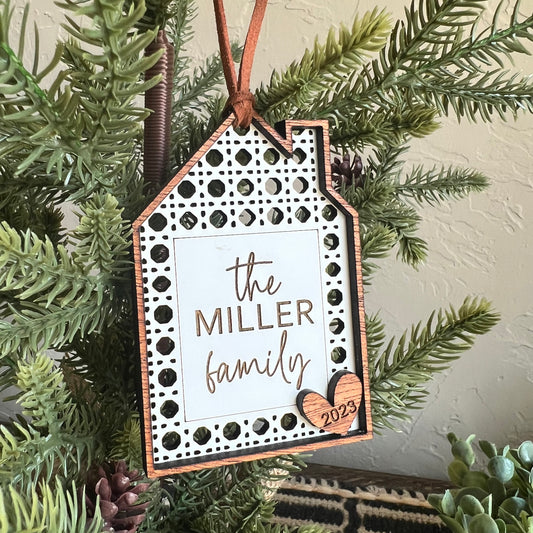 Christmas Ornament-Rattan House Custom Family Name