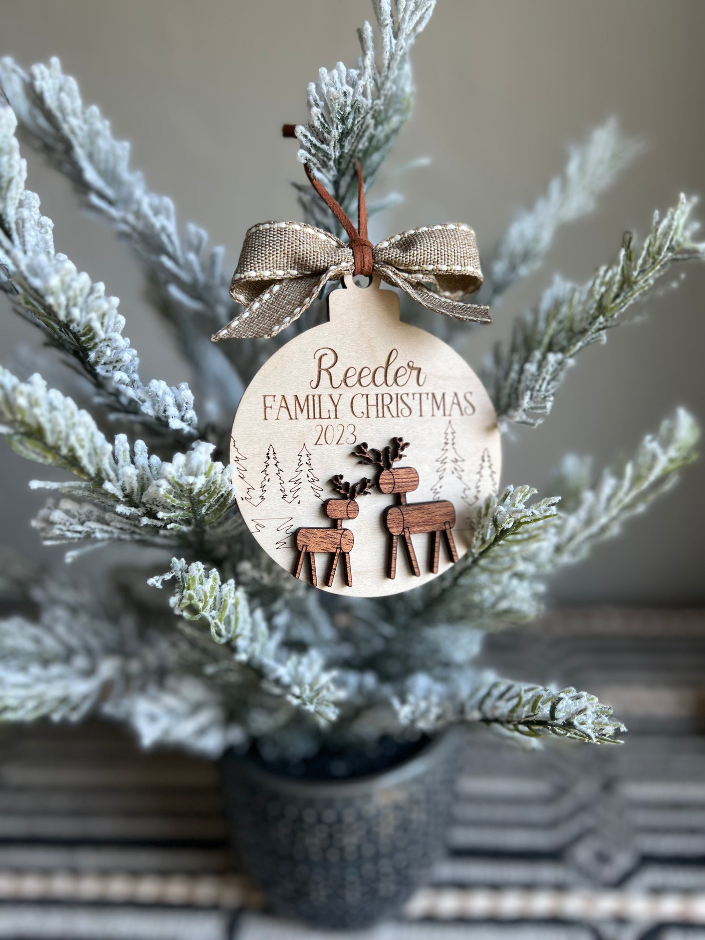 Christmas Ornament-Reindeer Custom Family Name