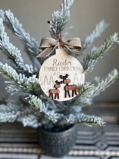 Christmas Ornament-Reindeer Custom Family Name