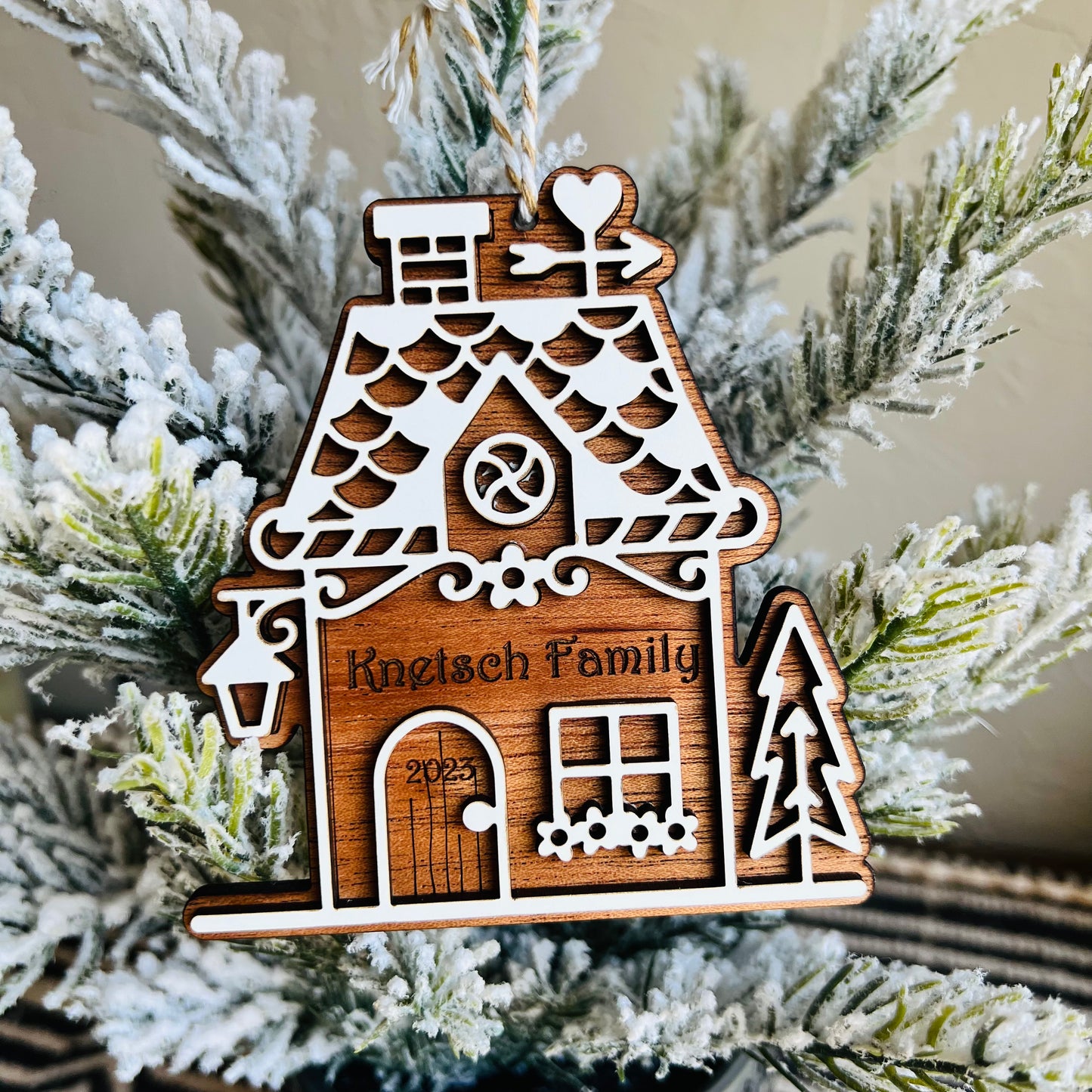 Christmas Ornament-Gingerbread House Custom Family Name