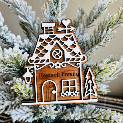 Christmas Ornament-Gingerbread House Custom Family Name