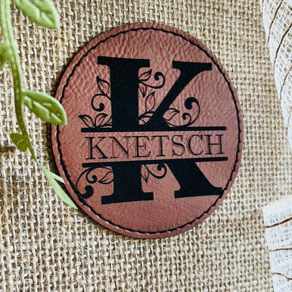 Small Burlap Gift Bag with Custom Leather Patch