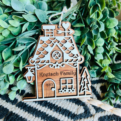 Christmas Ornament-Gingerbread House Custom Family Name